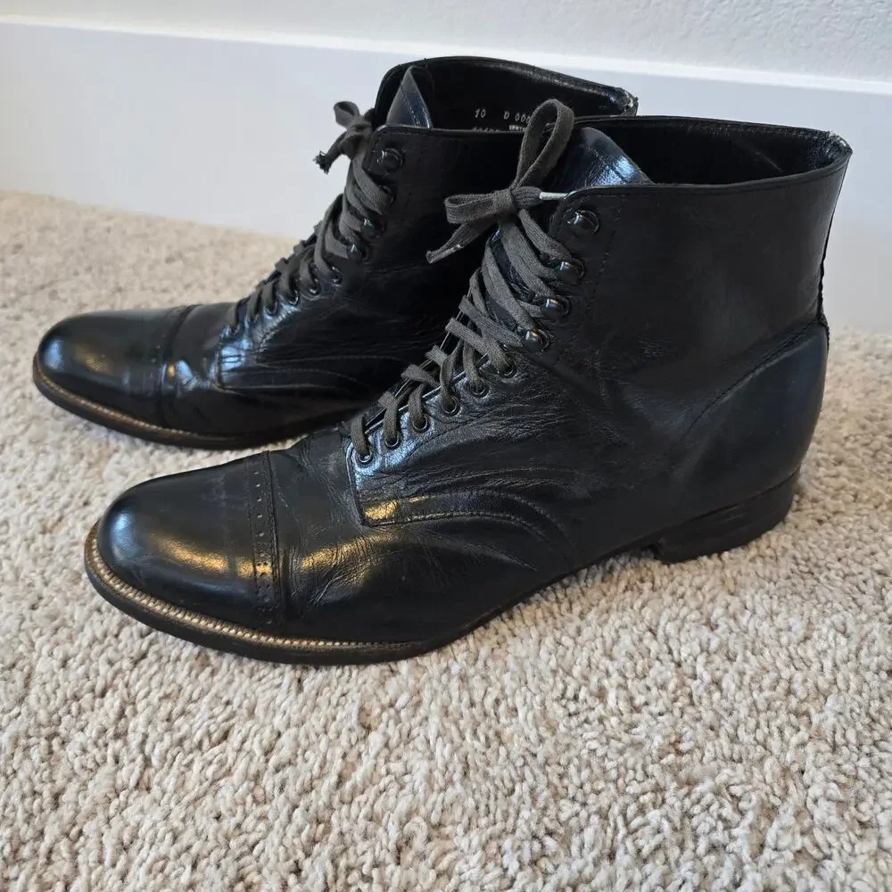 Vintage Stacey Adams Madison Leather Ankle Boots Mens 10 - 10.5